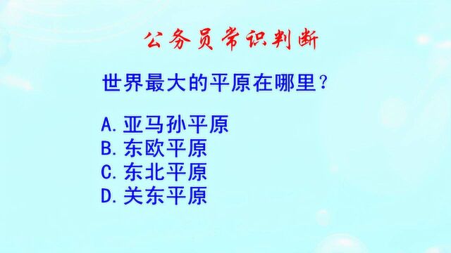 公务员常识判断,世界最大的平原在哪里?