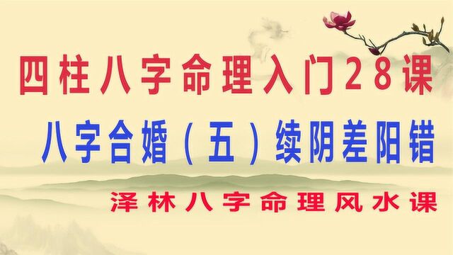 四柱八字命理入门28课—八字合婚(五)续阴差阳错