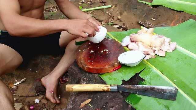 河边煮猪头肉,教你烧烤,香辣猪头!