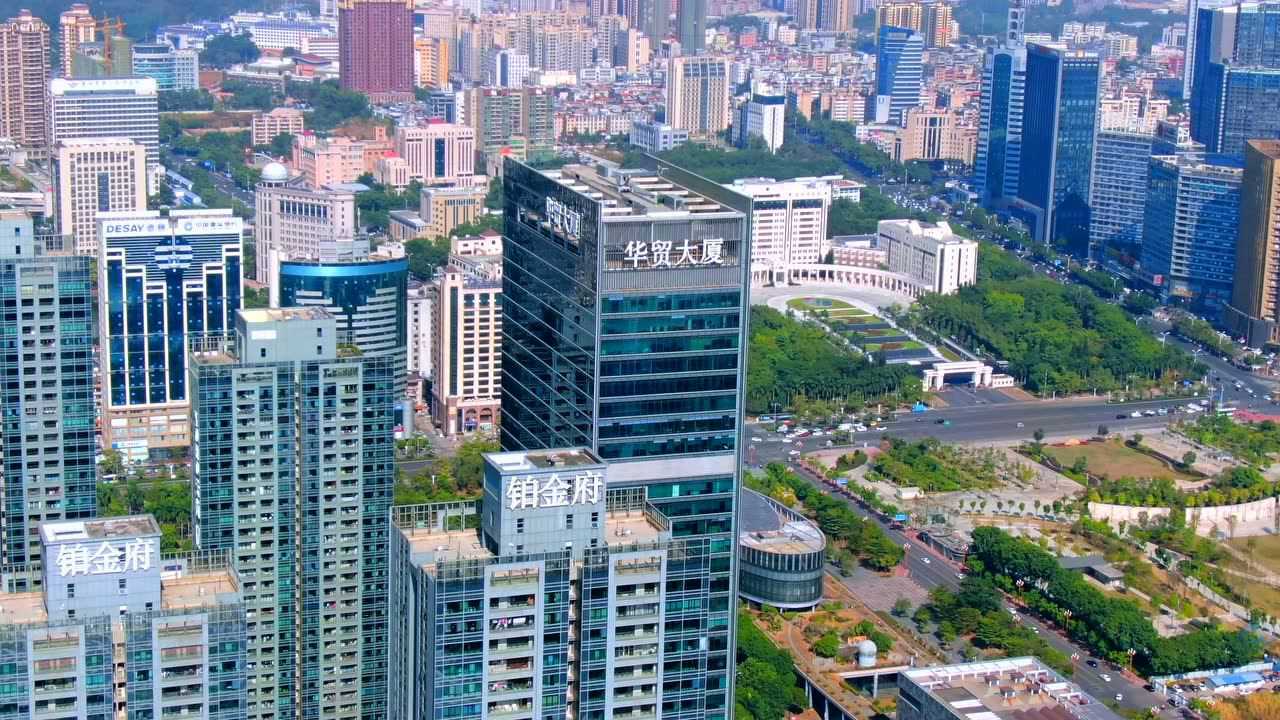 惠州江北cbd中心一镜到底俯瞰惠州行政商业中心