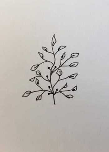 简笔画植物涂鸦手抄报手帐素材一丛树叶的画法