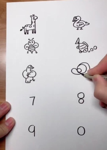 儿童简笔画:一口气用数字0～9简笔画小动物(上)小助手
