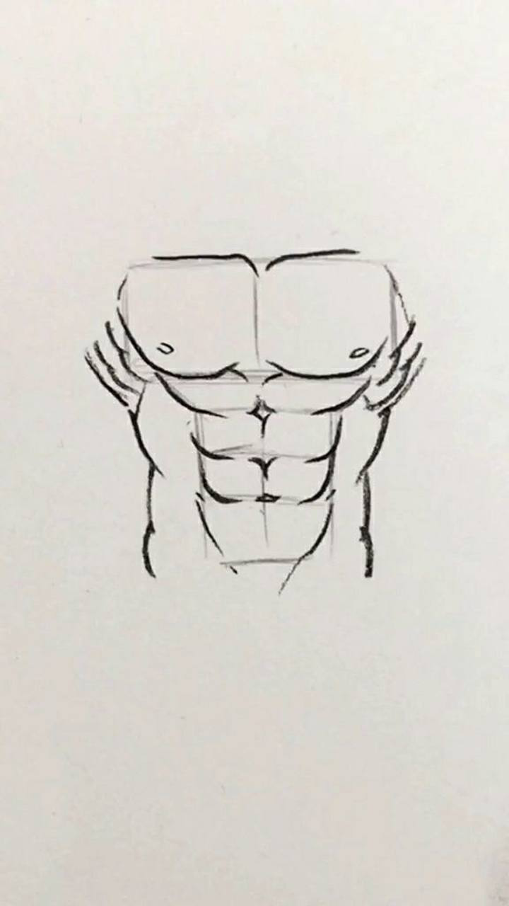 腹肌手绘图图片