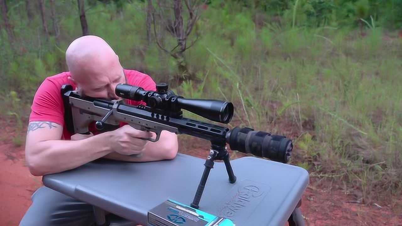 沙漠科技srsa2隐蔽型狙击步枪靶场射击测试消音效果很棒