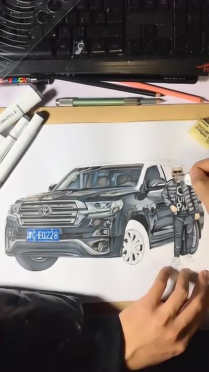 丰田汉兰达素描画这风画太好看了画得非常的真实
