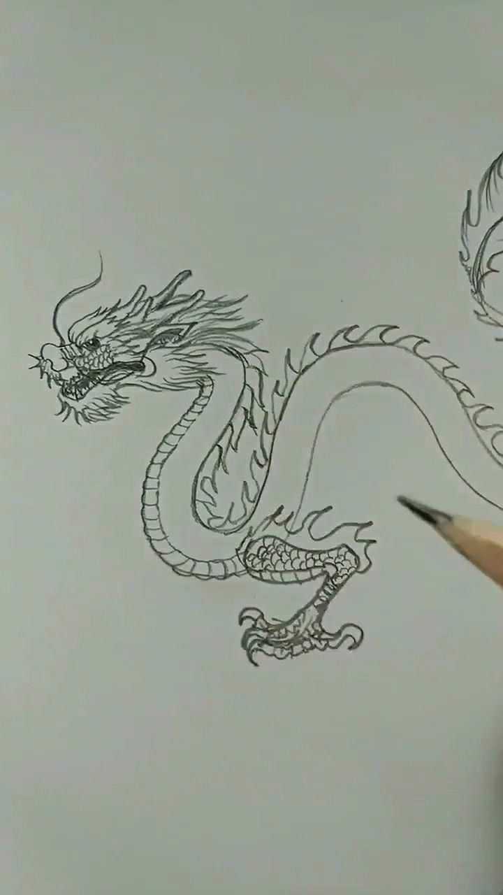 简笔画左青龙右白虎