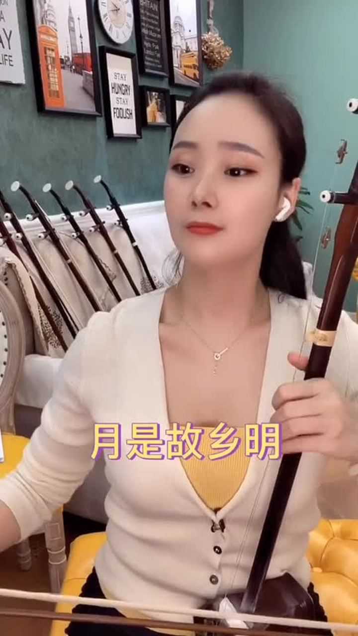 美女二胡演奏月是故乡明