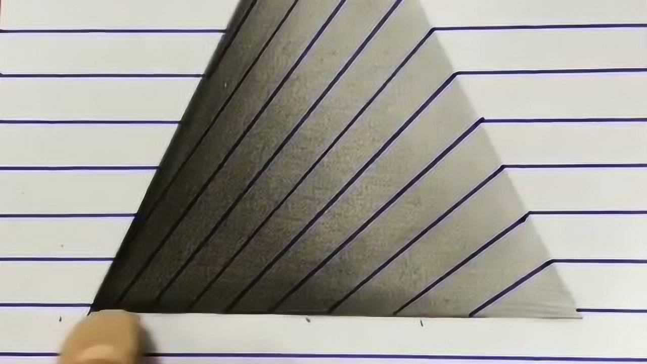 教你如何画出凹陷三角形,立体画简直太逼真,还以为是在变魔术呢!