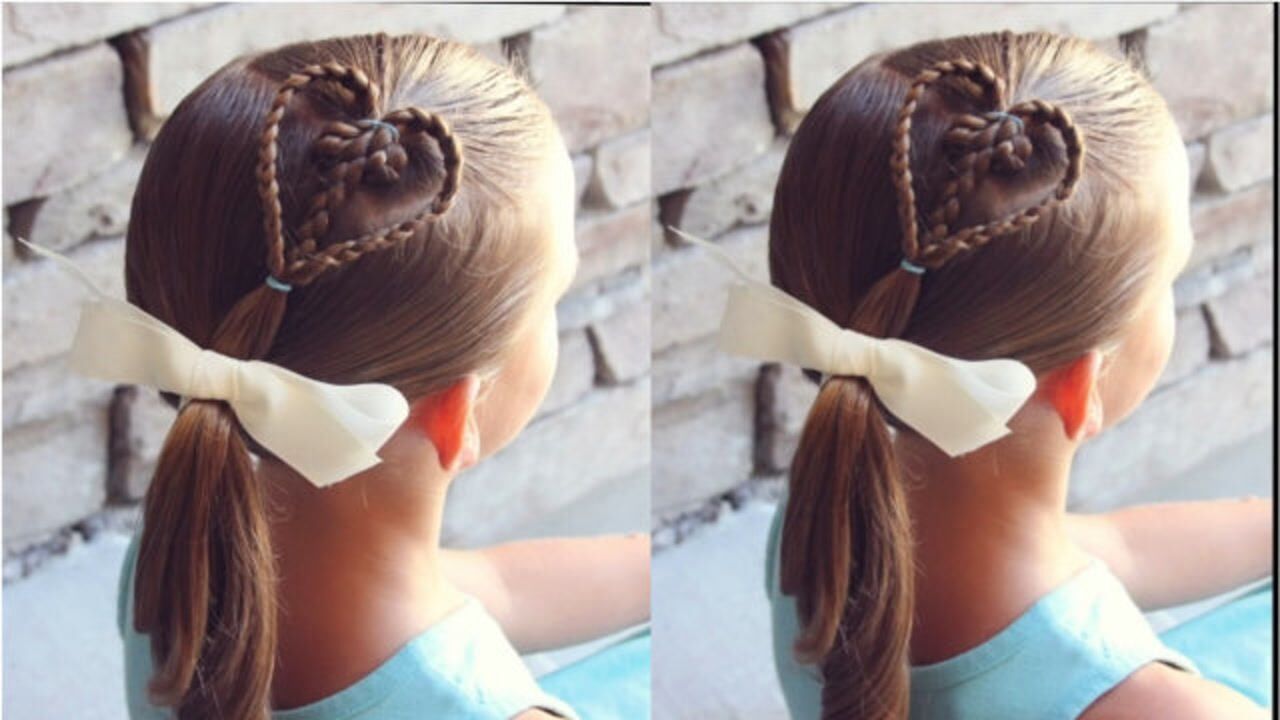 儿童编发:满满爱意的爱心小女孩低马尾编发,超级有爱的发型呦