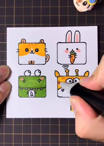 简笔画分享,教你用方块画小动物