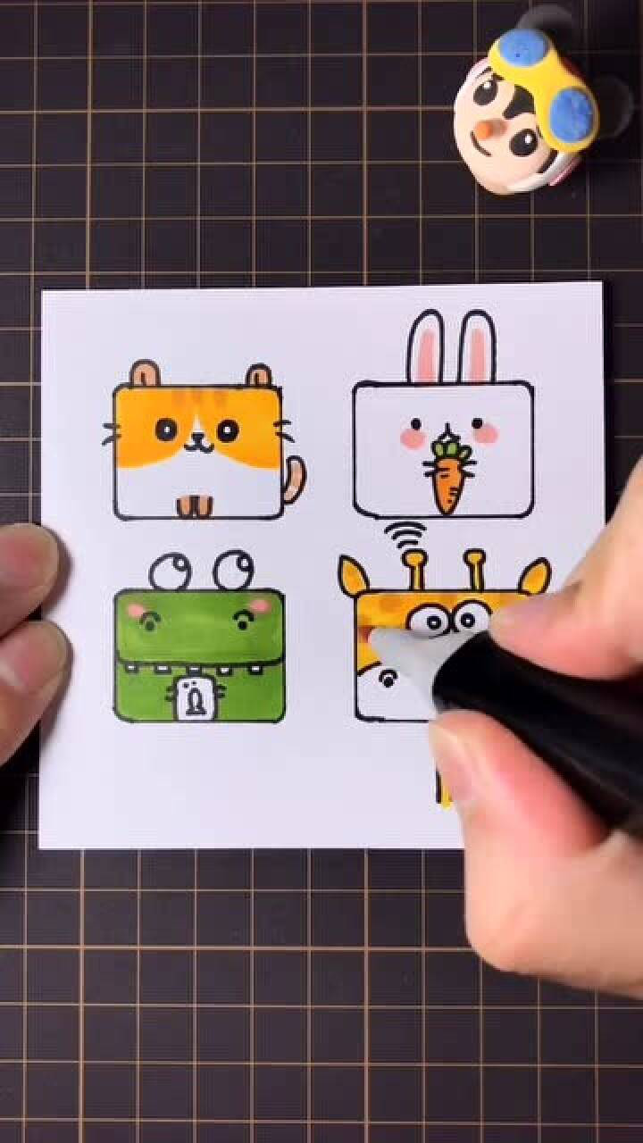 简笔画分享,教你用方块画小动物