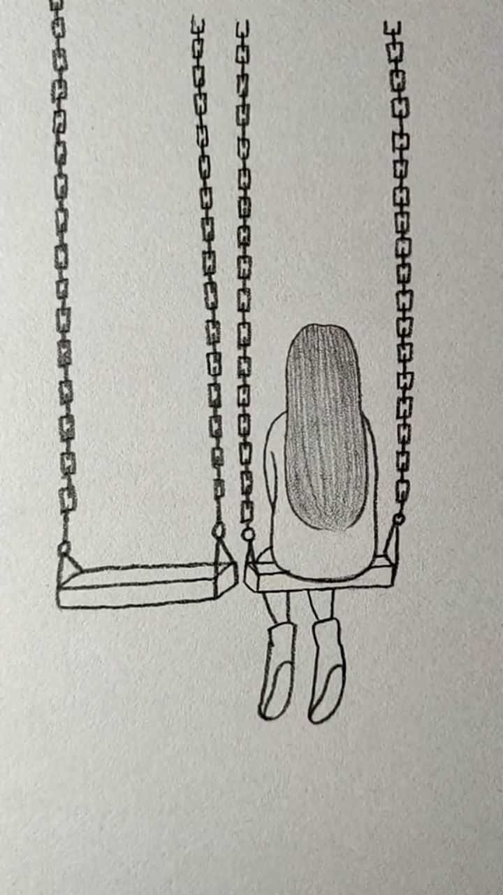 画坐在秋千上的女孩背影你学会了吗