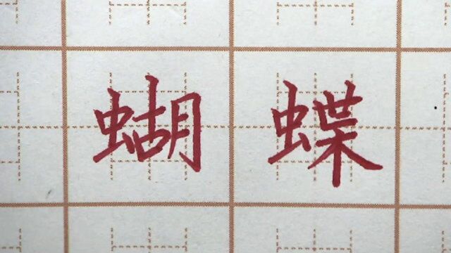 “虫”字旁一定要写瘦?蝴蝶桑三字书写,五年级硬笔楷书写字书法