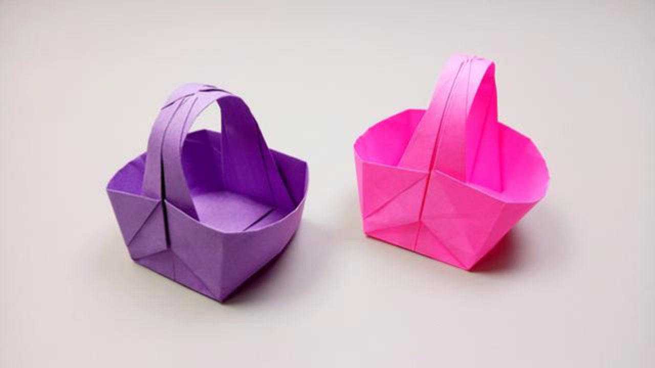 小朋友的小菜篮折纸做法简单好学diy手工视频教程