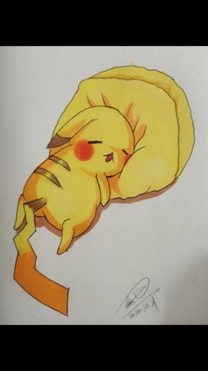 教你如何用一个圆简单画睡懒觉的皮卡丘