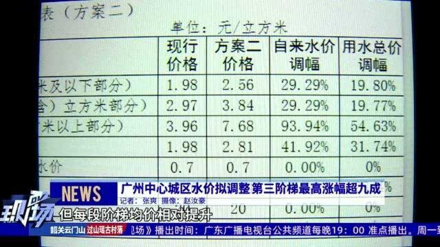 广州中心城区水价拟调整 第三阶梯最高涨幅超九成