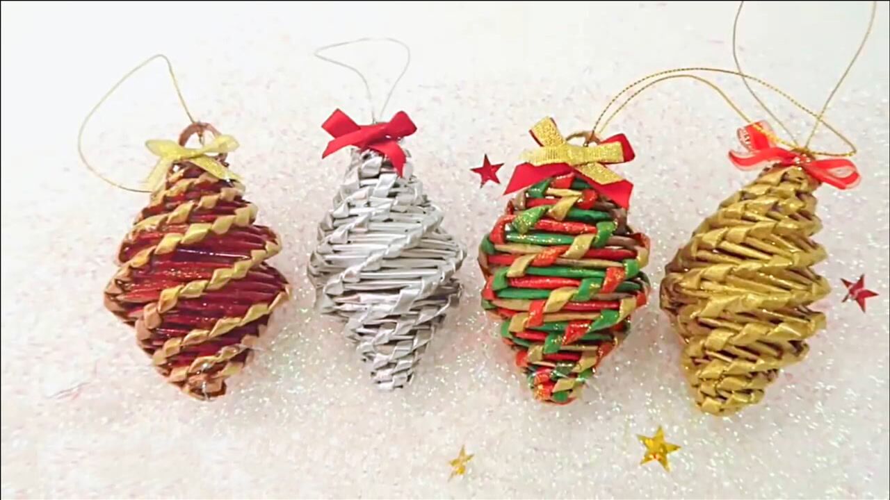 创意纸棍手工教程——用纸棍做圣诞松果教程