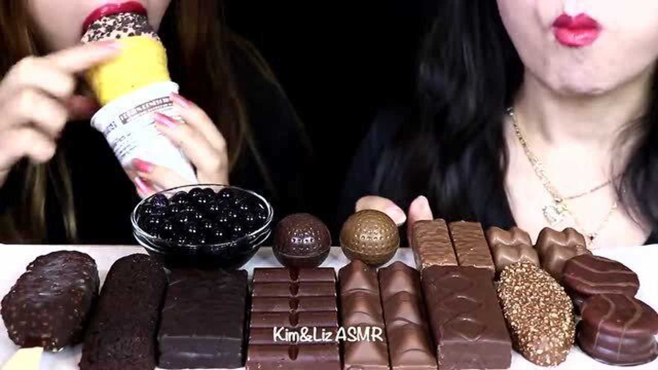 国外吃货姐妹花,吃各种巧克力甜点,看他们吃得真开心