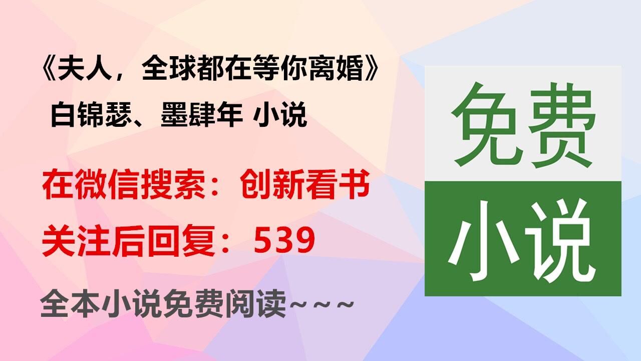 夫人,全球都在等你离婚;白锦瑟墨肆年小说全文