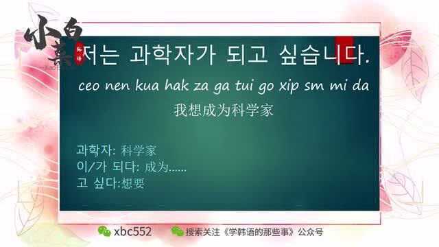 韩语日常用语,我想成为科学家,用韩语怎么说