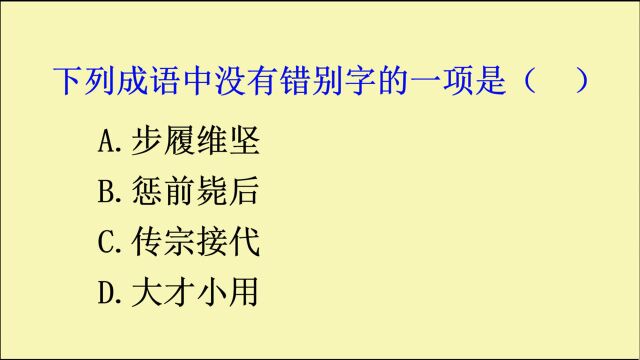 下列成语中没有错别字的一项是哪一项