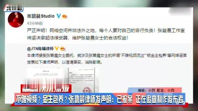 张碧晨私生活混乱吗?张碧晨律师发声明:正在追查制作发布者