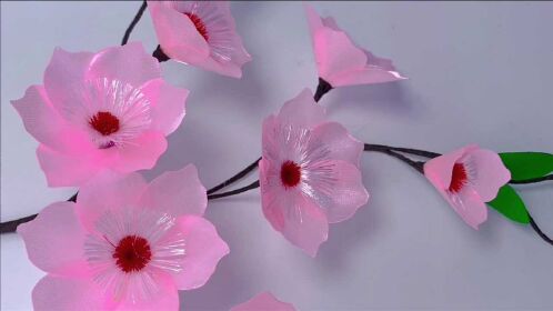 丝带创意手工又出新款啦,桃花朵朵开,春天来了心情都好起来了