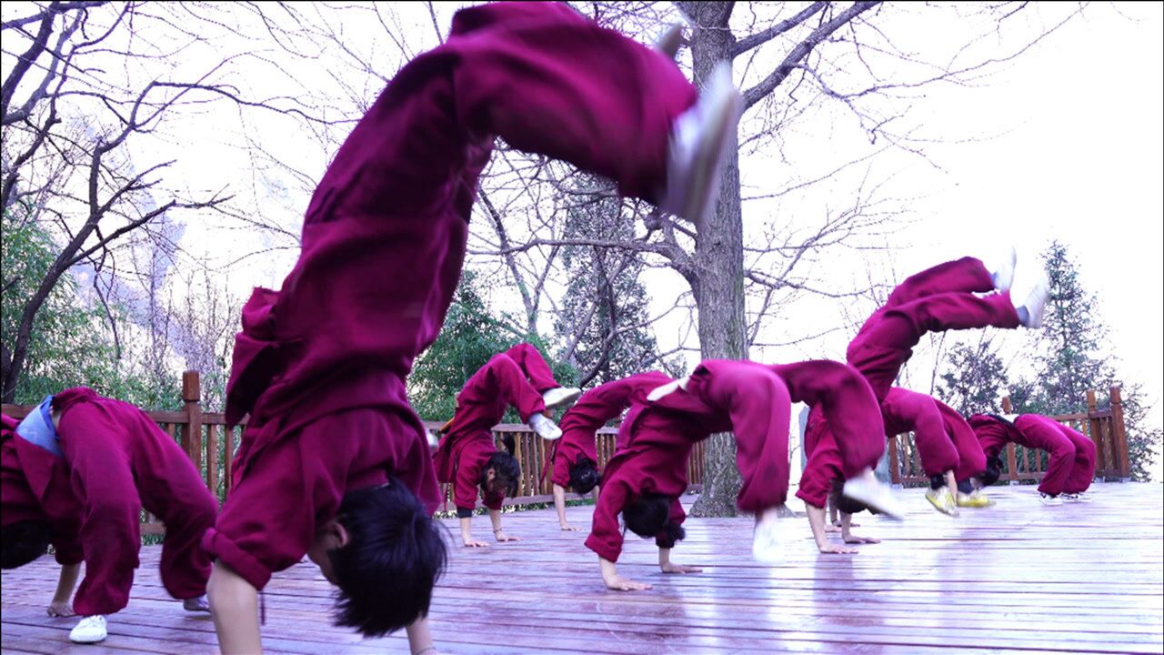 前手翻加下腰,难度升级,武术少年轻松完成!基本功底就是刻苦练