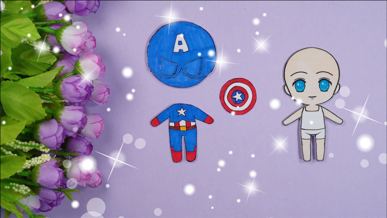 手工纸娃娃玩具纸娃娃装扮q版美国队长装扮