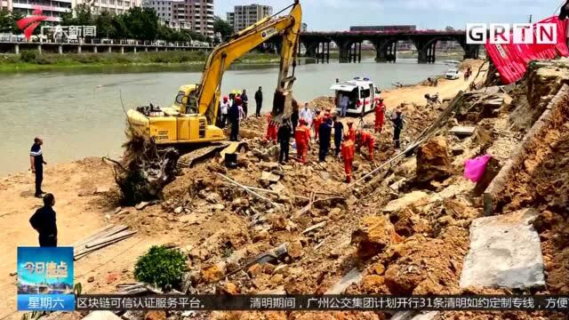 江门恩平 河堤工地发生塌方 一名工人被埋