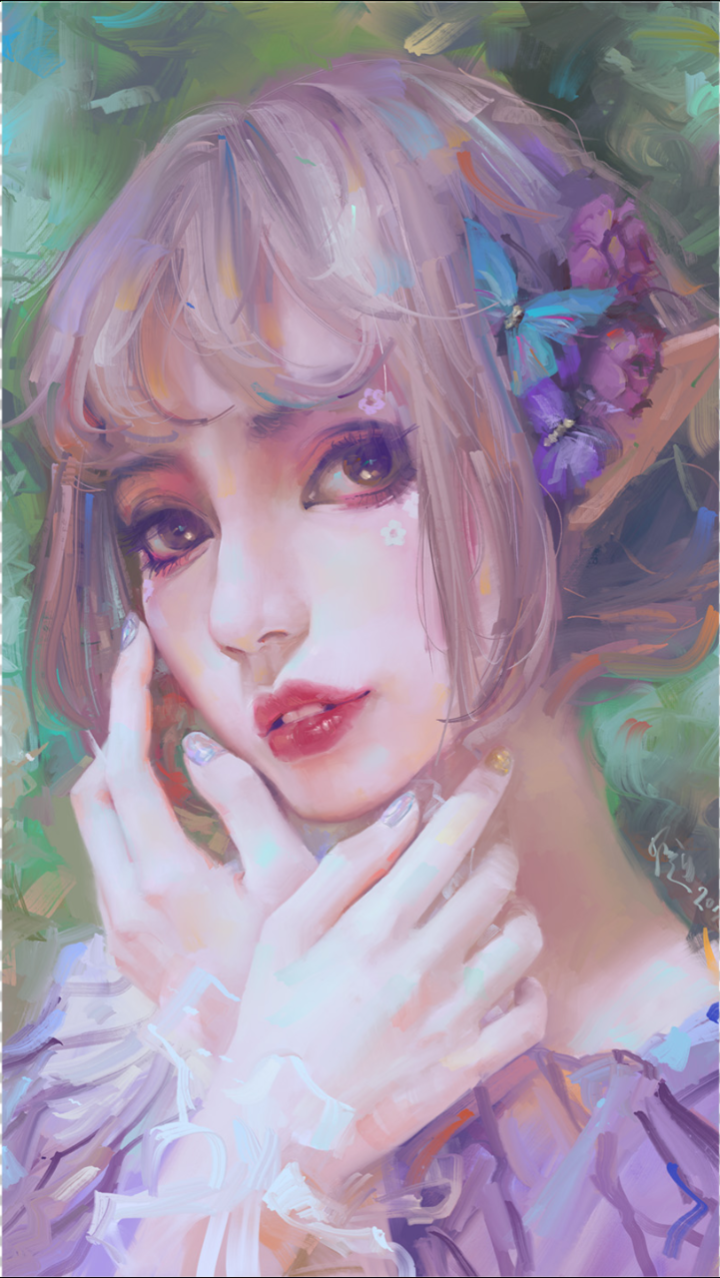 精灵-paintstorm studio一种油油滑滑的笔刷-ipad厚涂绘画过程