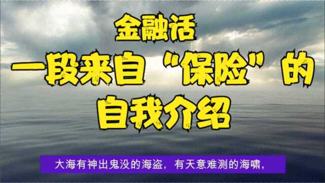 金融话:一段来自“保险”的自我介绍