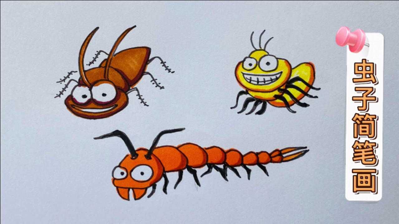 昆虫简笔画,三只虫子