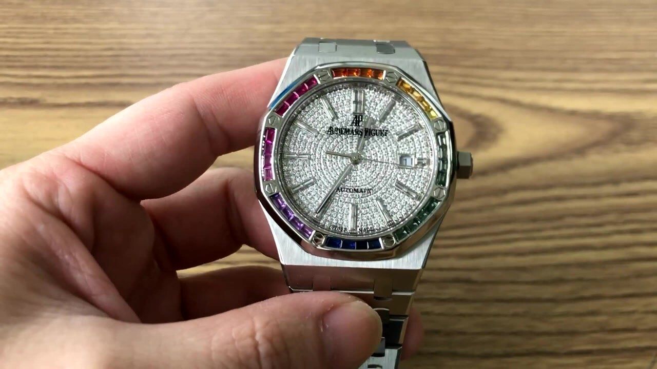 【真钻定制款】ap爱彼 皇家橡树系列15413 满钻彩虹爱彼