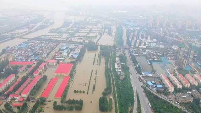 航拍北环已沦陷,请支援新乡,卫河决堤,洪水倒灌城市,停水停电!