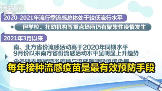 每年接种流感疫苗是最有效预防手段