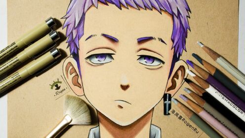 120b 油性彩铅手绘二次元动漫人物:重生之道·三谷隆