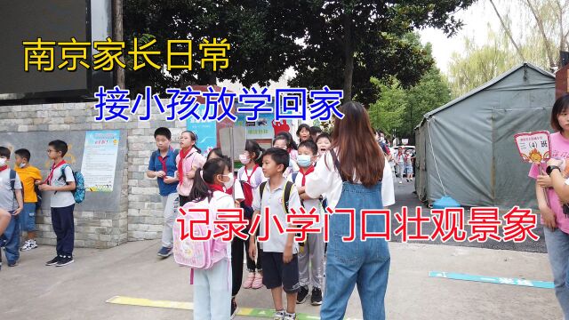 南京家长日常,接小孩放学回家,记录小学门口的壮观景象