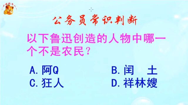 公务员常识判断,以下鲁迅创造的人物中哪一个不是农民?长见识啦