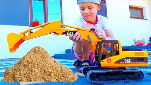 儿童遥控挖掘机  工程车动画片大全 益智早教  自卸车推土机 
