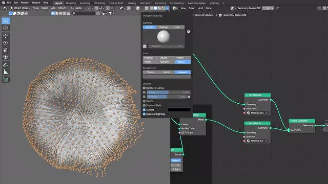 Blender几何节点中曲线节点和几何接近的应用