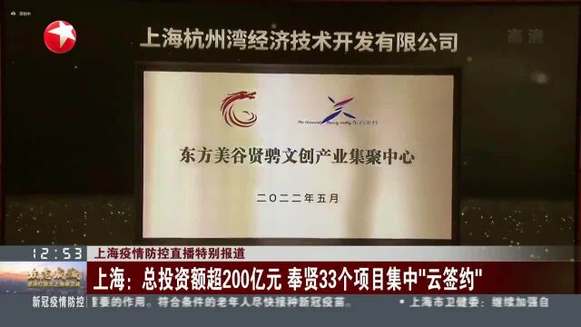 上海:总投资额超200亿元 奉贤33个项目集中“云签约”