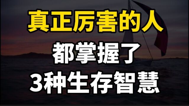 真正厉害的人,是因为掌握了这三种生存智慧