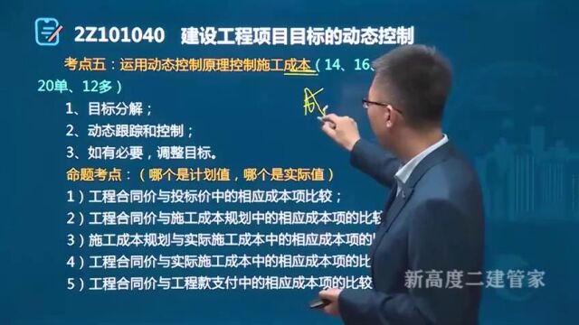 考点20:运用动态控制原理控制施工成本