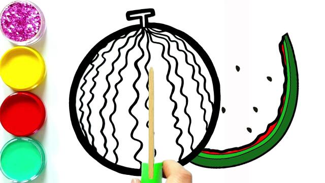 和宝宝一起为卡通西瓜涂色~  亲子早教