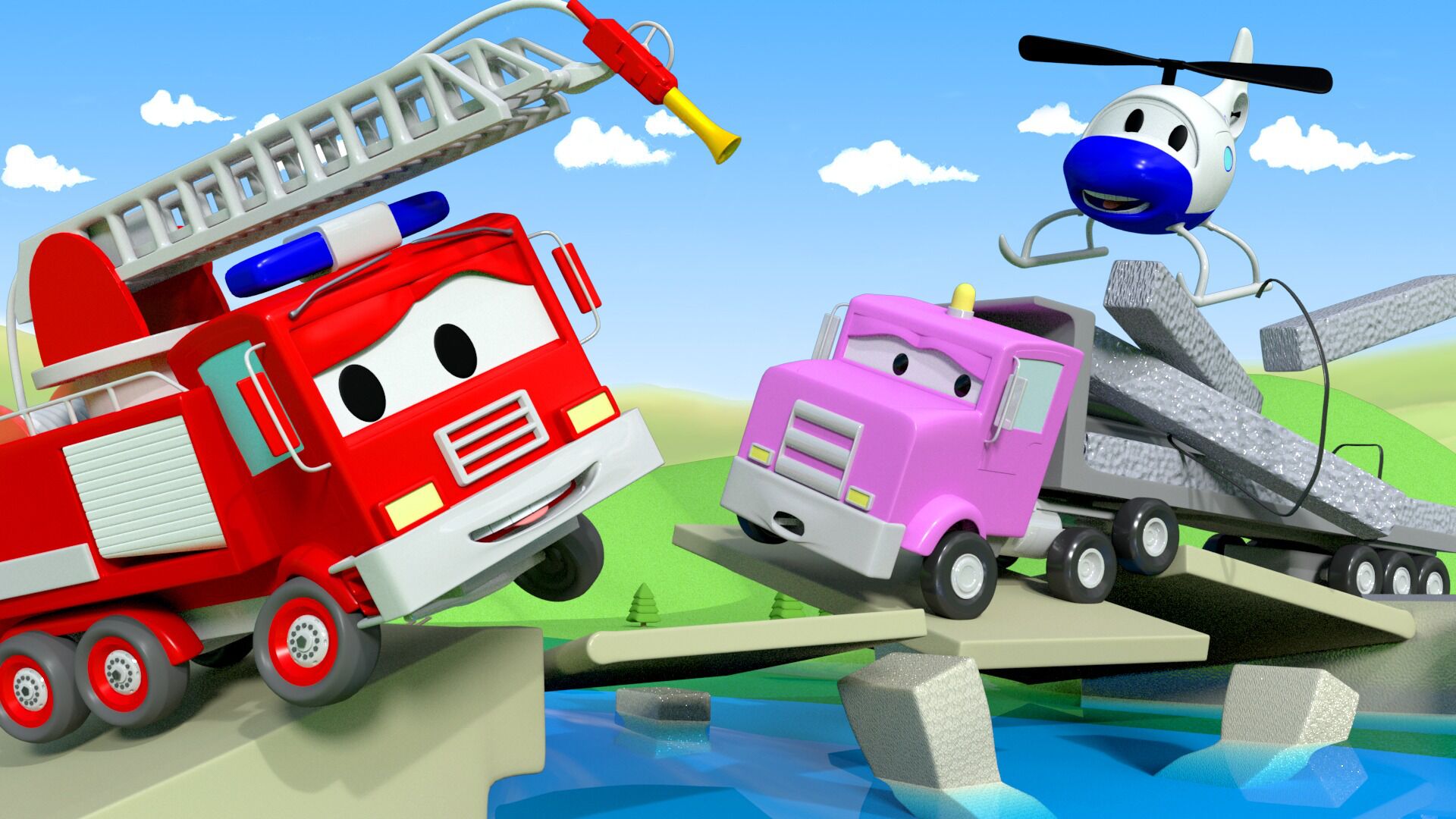 汽车城之警车和消防车 第15集 弗拉维撞坏了桥_高清1080p在线观看平台