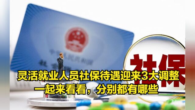 灵活就业人员社保待遇迎来3大调整,一起来看看,分别都有哪些