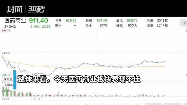 30秒 | 新股毕得医药上市首日破发 医药板块整体表现不佳