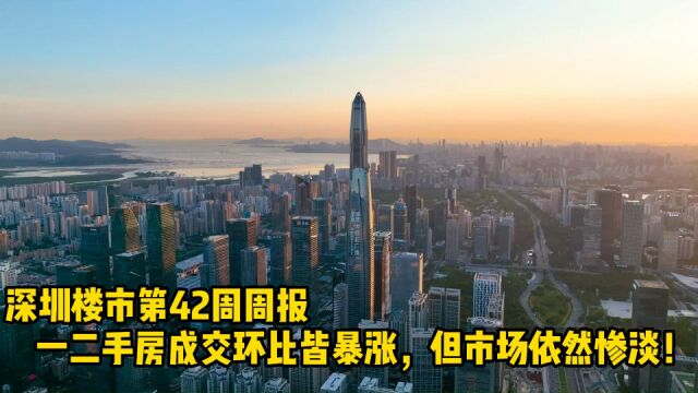 深圳楼市第42周周报、一二手房成交环比皆暴涨,但市场依然惨淡!