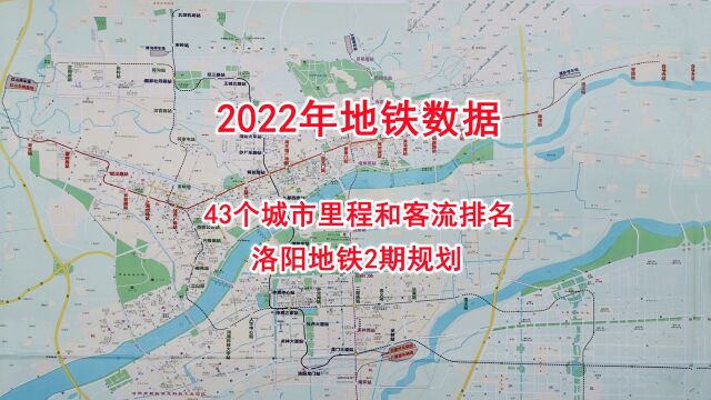 2022年地铁数据,43个城市里程和客流排名,洛阳地铁2期规划